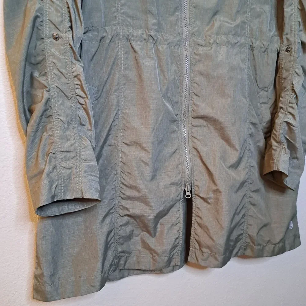 MPG Women Rain Coat Green Lightweight Size XL Breathable Zip Parka Green - Picture 7 of 10